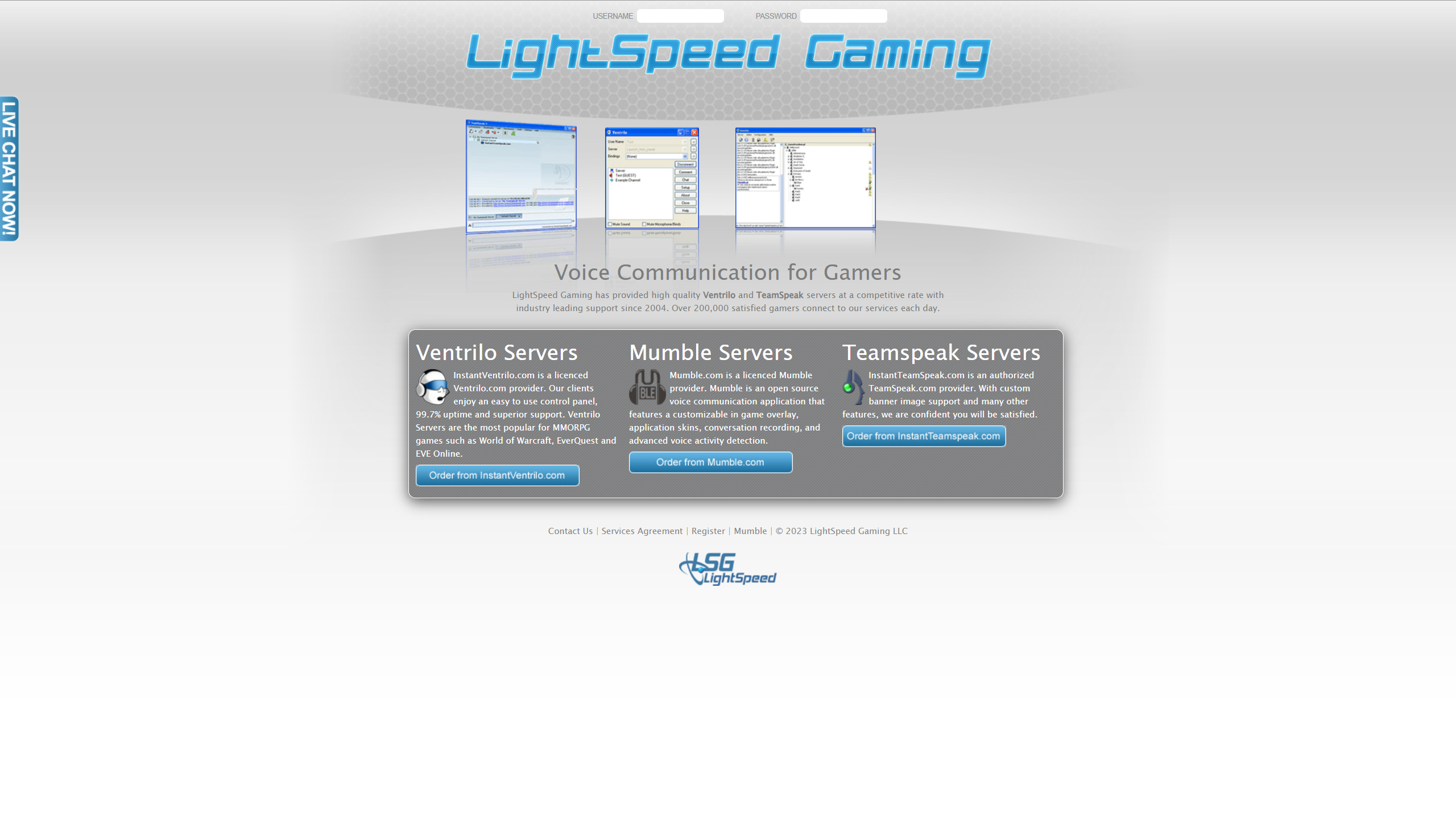 LightSpeed Gaming homepage
